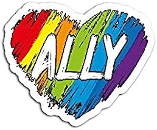 Funny Ally Gay Lesbian with Heart Rainbow LGBT Day - Sticker Graphic - Auto, Wall, Laptop, Cell, Truck Sticker for Windows, Cars, Trucks