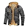 Mens Winter Jackets Warm Cargo Jacket Stylish Casual Comfortable Classic Windproof Hooded Work Coat with Pockets Hiking Travelling #3