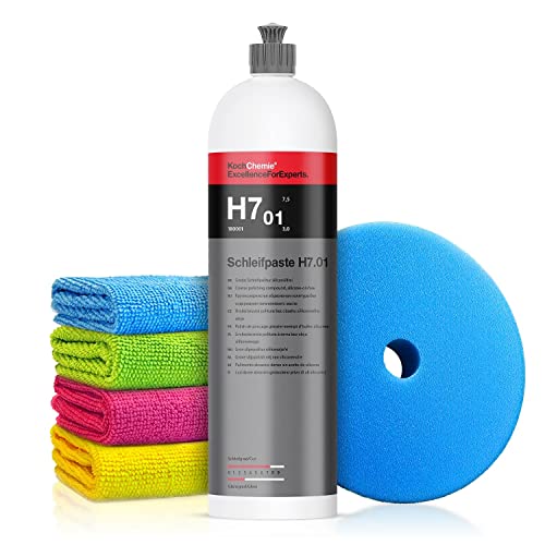 Koch Chemie H7.01 Schleifpaste (1L) Autopolitur Set - stark abrasive Auto Politur Entfernen von Kratzern - Für alle Lacke - Exzenter oder Rotation - polieren, Heavy Cut, Schleifpolitur | 6-teilig Koch Chemie H7.01 Schleifpaste (1L) Autopolitur Set - stark abrasive Auto Politur Entfernen von Kratzern - Für alle Lacke - Exzenter oder Rotation - polieren, Heavy Cut, Schleifpolitur | 6-teilig