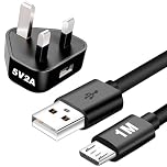 5V 2A Charger USBA to Micro USB 1M Cable 5 Volt Power Supply 5V/2A USB Plug MicroUSB Kindle Charger Cable UK and Plug 5V2A Adapter 5V 2000mA Compatible Kindle Fire 7/HD 8/HD 10/Fire Stick Power Cord