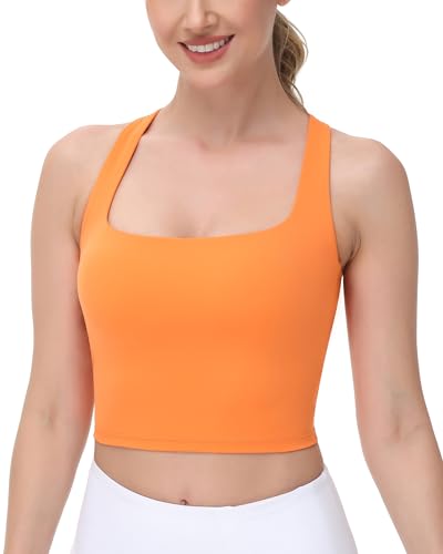 Image of romansong Strappy Yoga Sports Bras for Women Padded Criss-Cross Back Tank Tops