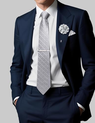 Image of DiBanGu Silk Zipper Ties for Men, Formal Pre-tied Necktie | Adjustable Tie,6PCS,Various Design Styles,Jacquard Woven,Skin-friendly,Practical Gift,Great for Wedding Party,Business Formal