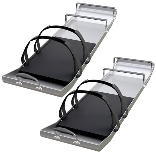 cernzard 1 Pair Concrete Knee Board Sliders Concrete Finishing Tools Stainles with Adjustable Strap/Moving Foam Sliders for Outdoor Indoor Stainless Steel Slider Kneeler Board for Men Construction