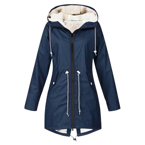 Chaqueta de invierno para mujer con capucha, resistente al agua, chaqueta de felpa cálida, chaqueta cortavientos monocolor, chaqueta para exteriores, ajuste clásico, chaqueta de montañismo, chaqueta