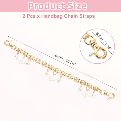 Chaîne de sac à main blanche de 25,4 cm avec pendentif fleur lot de 2