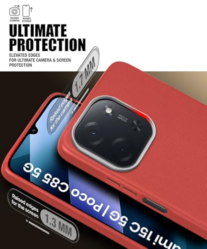 Image of WOW IMAGINE Back Cover for Mi Redmi 15C 5G | Poco C85 5G 2025 | Ultra Slim Flexible Non-Slip Grip | Inner Fabric | Metal Camera Ring & Lightweight Soft Silicone Mobile Case - Crimson Red