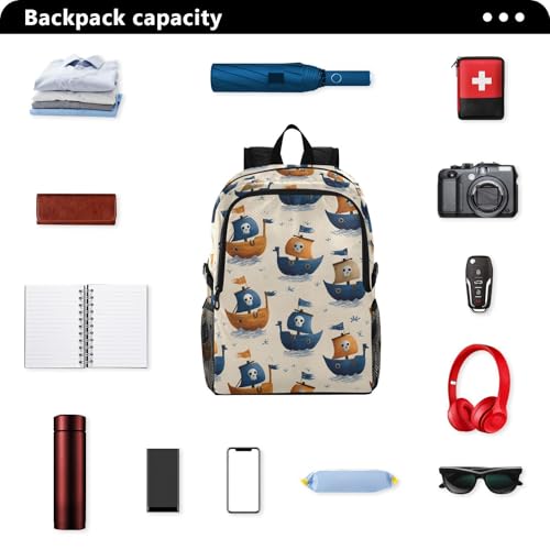 AIXIWAWA Lightweight Hiking Backpacks Cute Boats Print, Foldable Waterproof Daypack for Commute Travel2