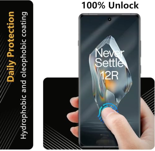 Image of Uyiton 2 Pack Screen Protector for OnePlus 12R (6.78-inch Curved Display) | HD Clear Flexible Film | Bubble-Free Easy Installation | Scratch Resistant | Case Friendly
