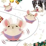 Active Moving Pet Plush Toy, Upgrade Interactive Dog Toys Talking Moving Dog Ball Toy Washable Cartoon Pig Plush Sound Electronic Herding Ball for Dogs Shake Bounce Boredom Talking Toys (Rabbit)