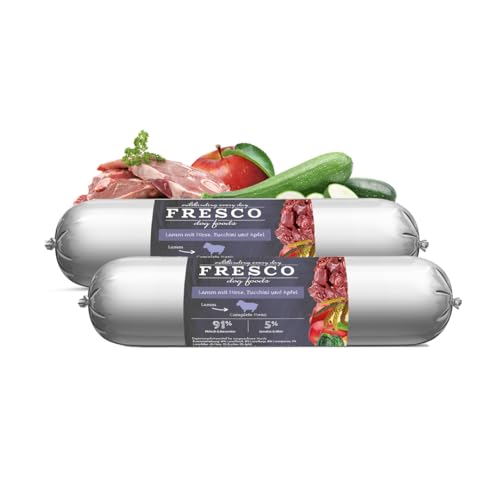 FRESCO Dog Barf Wurst Lamm mit Hirse, Zucchini und Apfel | Doppelpack | 2 x 400g | Ergänzungsfuttermittel für Hunde | Kann zur optimalen Versorgung von Hunden beitragen