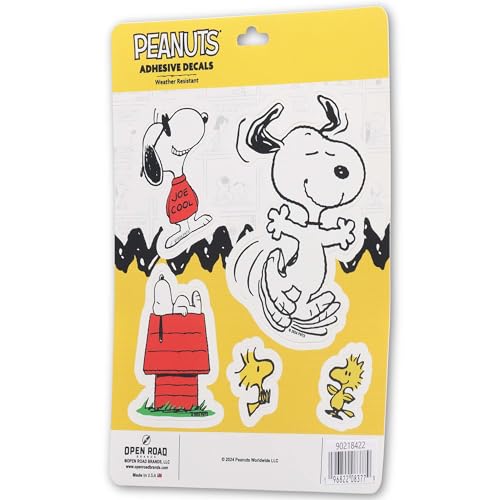 Image of Peanuts Snoopy Adhesive Vinyl Decal Pack | Fun Set of Snoopy Stickers for Car, Window, Water Bottle or Laptop, 1 pack (5 count)