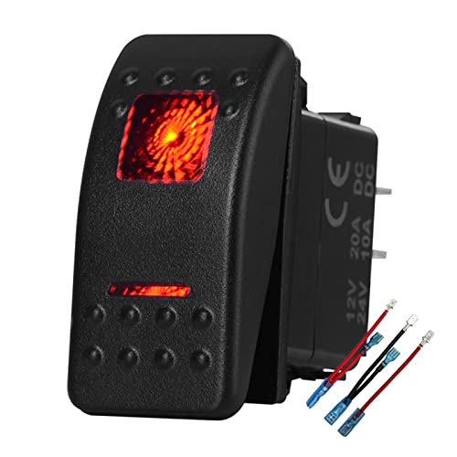 Image of Waterproof Marine Rocker Switch RED Led 5 PIN ON-Off Toggle Switch with Jumper Wires for Marine Yacht Vehicle Truck SUV ATV UTV 12V 20A /24V 10A IP66