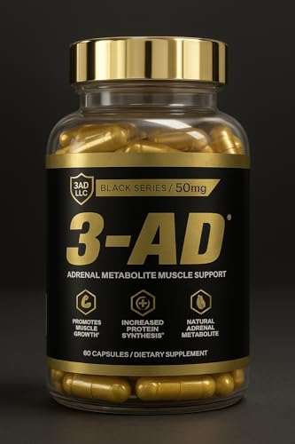 3-AD Black Series- Patented Men's Performance & Vitality Supplement - Muscle, Strength, Energy, Libido, & Recovery Support - 60 Capsules
