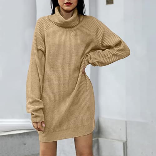 Robe longue en tricot col roulé coupe ample et confortable