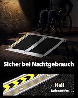 FACHNUO 61 cm Rollstuhlrampe für Stufen zu Hause, 363 kg Tragfähigkeit, tragbare, zusammenklappbare Schwellenrampe für Türen mit selbstanpassender Bodenplatte, rutschfeste Aluminium-Rampe mit Griff – Ansicht 4
