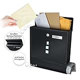 TÄGA 2214 Design Briefkasten matt anthrazit mit Zeitungsfach, Namensschild, Sichtfenster - 6