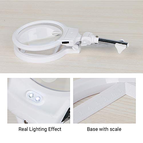 Lechnical Lupa multifuncional dobrável 130 mm 2,5 x 25 mm 5 x com 2 luzes LED, balança de medição, m