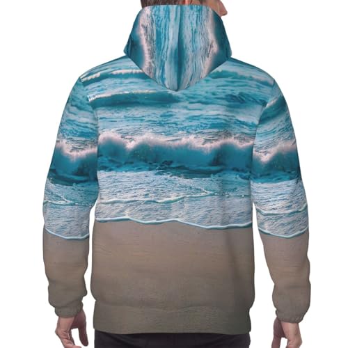 Sweat à capuche homme avec imprimé sable de mer transparent raffiné