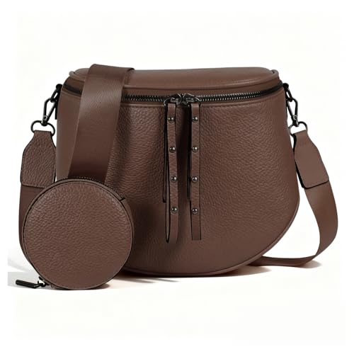 MOETYANG Crossbody Bags for Women Large Vegan Leather Bum Bag with Coin Purse (Chocolate Brown)