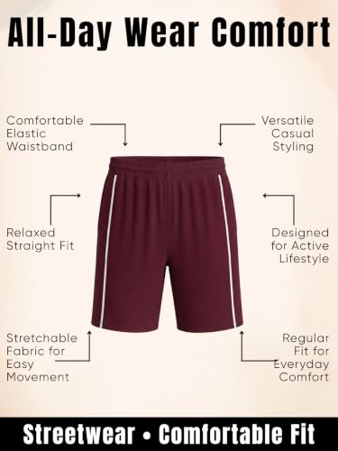 Image of Leriya Fashion Men's Ribbed Shorts | Stylish Summer Bottoms | Trendy Streetwear Half Pant | Elastic Waist Printed Summer Outfit | Relaxed Fit Casual Short's with Pockets | Gym Boxer Shorts for Men