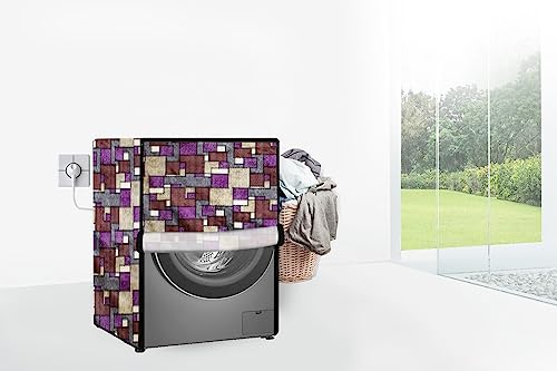 Image of Stylista Waterproof Front Load Washing Machine Cover Compatible for Haier 8 kg, Seamless Pattern Magenta