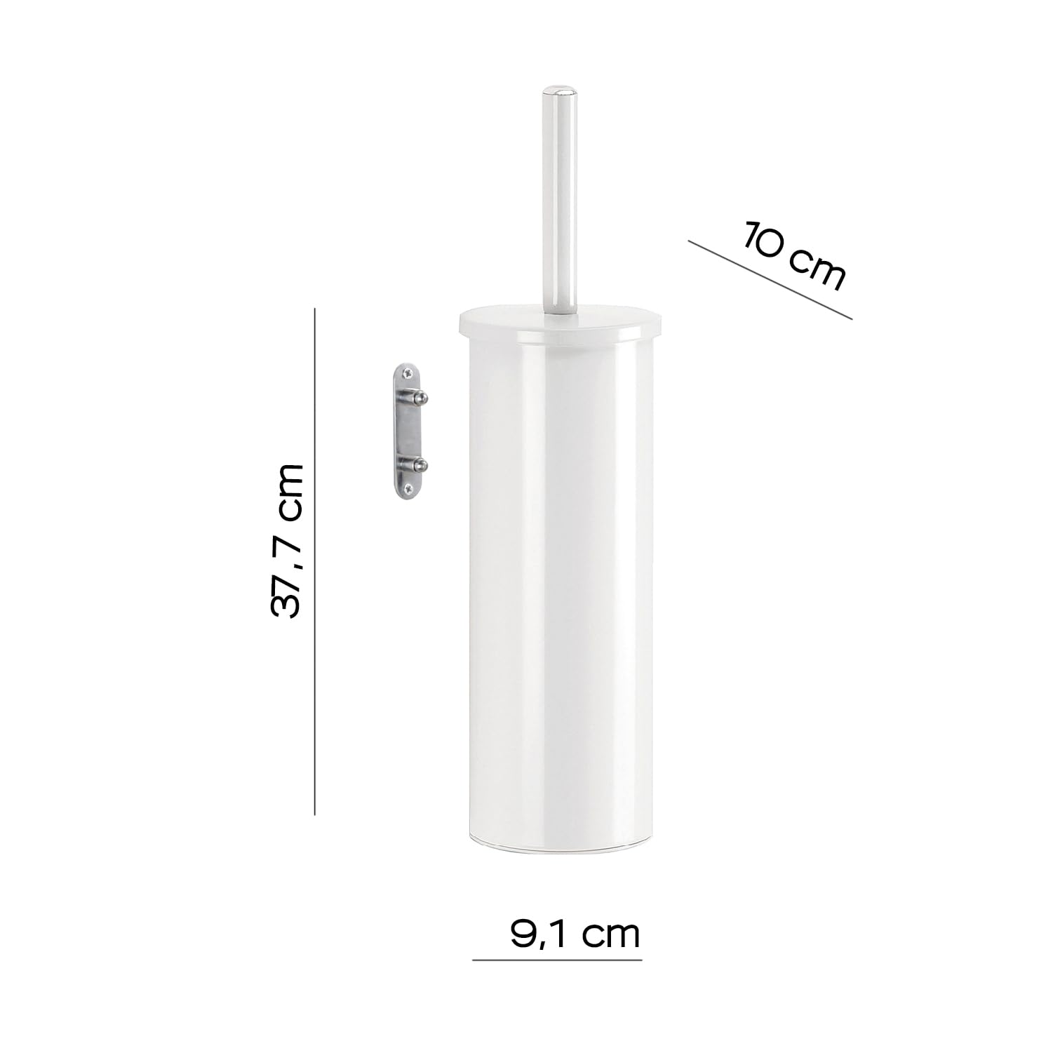 Gedy Flip Wall Toilet Brush Holder White, 9,1x10x37,7cm - Image 2