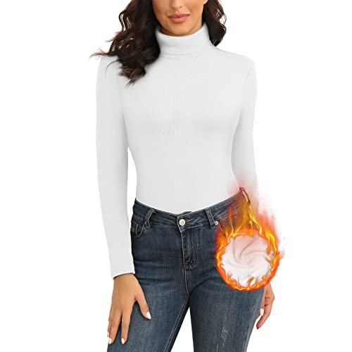 WOWENY Womens Fashion Turtleneck Long Sleeve Thermal Shirts Slim Fit Soft Base Layer Underwear Tops