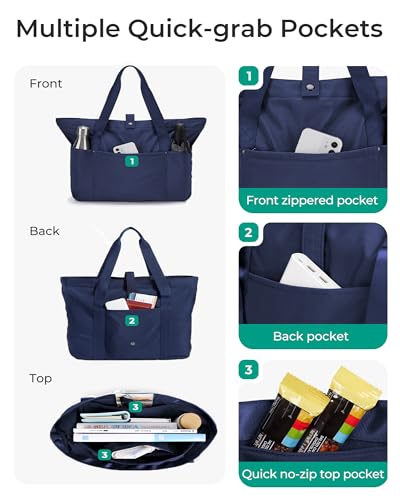 Image of BAGSMART Tote Bag for Women, Foldable Tote Bag With Zipper Travel Shoulder Bag Handbag for Work