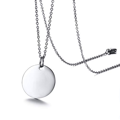VNOX Custom Engraved Stainless Steel Circle Round Tag Disc Pendant Necklace,Inspirational Bridesmaid Friendship Gift for Her3