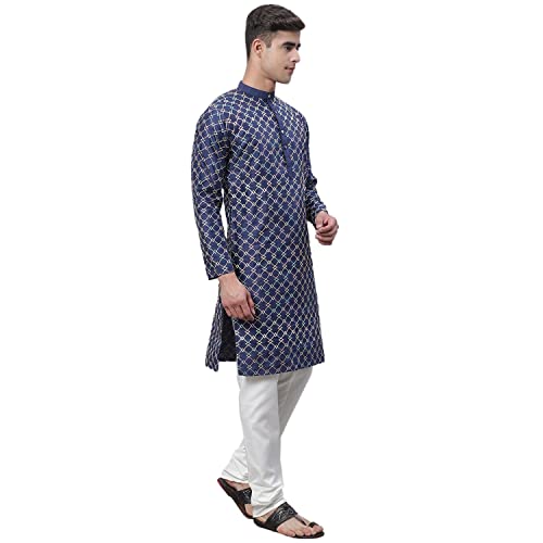 Image of SOJANYA (Since 1958 Men's Silk Blend Kurta Pyjama Set | Multi Embroidered Traditional Ethnic Wear for Navratri, Garba, Puja & Wedding
