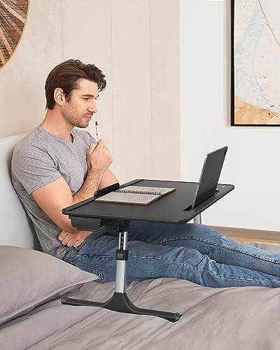 SAIJI Lap Desk for Bed, X-Large Foldable Laptop Table with Book Stand, Wrist Rest, Extra Leg Room for Sofa Couch Floor (Black)