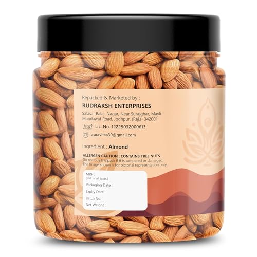 Image of Auravita California Almonds 100gm | Crunchy & Healthy Dry Fruit, Premium Badam Giti for Daily Nutrition | Healthy Diet Snacking Resealable Jar Pack