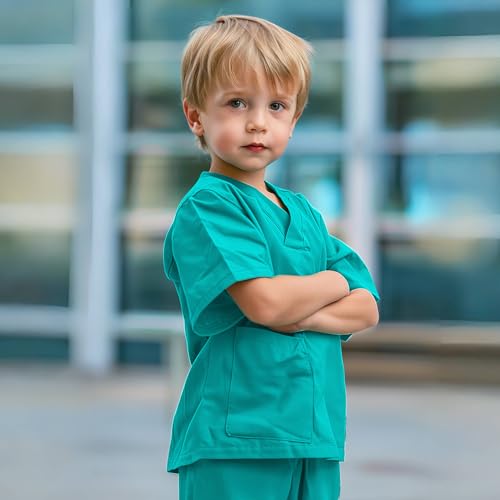 Mizzuco Doctor Costume for Kids,Toddler Nurse Scrubs Halloween Dress Up Cosplay For Boys Girls 3-12 Years