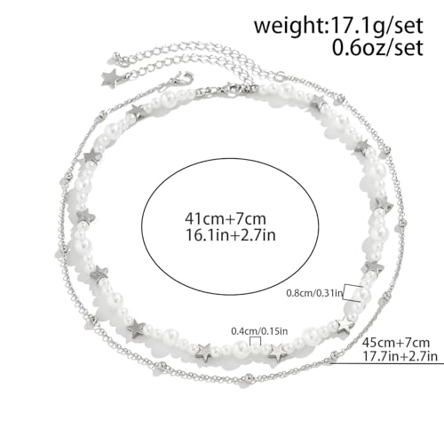Collar de perlas de imitación unisex con cuentas acrílicas en capas 6