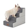 Dog Stairs for Small Dogs – Pet Stairs 2 in 1 with Zippers Suitable for Couch and Bed, 35D Foam Dog Steps with Non Slip Bottom Grey 4 Steps, Grey
