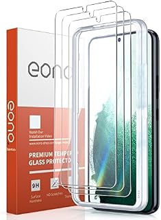 Amazon Brand -Eono 3 Pack Screen Protector compatible with Samsung Galaxy S22, 9H HD Clear Scratch Full Screen Tempered Glass for Samsung Galaxy S22 Screen Protector, Bubble-Free Easy Installation