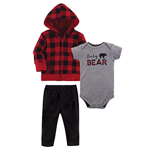 Little Treasure Unisex Baby Hoodie, Bodysuit or Tee Top, and Pant Set, Baby Bear, 6-9 Months