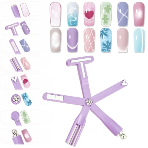 Image of Modelones Cat Eye Gel Nail Polish Magnet, 8-in-1 Cat Eye Magnet Tool for Gel Nails Strong Magnetic Nail Art Wand with Steel Ball, Glass Bead& French Tip&Clover Cateye Multi-Effect Magnets DIY Salon