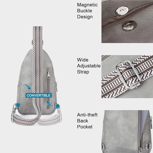 Image of CLUCI Sling Bag for Women, Vegan Leather Fanny Pack Crossbody Bags for Women, Chest Bag With Guitar Strap