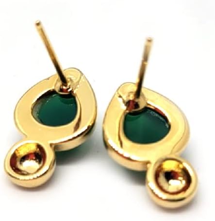 Miniatura 5 de BStones Brazilian Stones Agate Stone Stud Earrings for Women, Natural Brazilian Skilled Crafted Gemstone, Hypoallergenic 18K Gold Plated, 34 inch