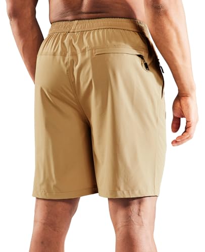 Image of MIER Men's Quick Dry Running Shorts with Zipper Pocket Elastic Waist Athletic Workout Exercise Shorts