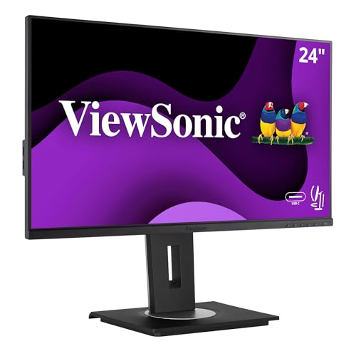 Image of ViewSonic VG245 24 Inch 1080p Monitor Designed for Surface, IPS Display for Smooth Home and Office Productivity, Advanced Ergonomics, 60W USB-C, HDMI, and DisplayPort Inputs
