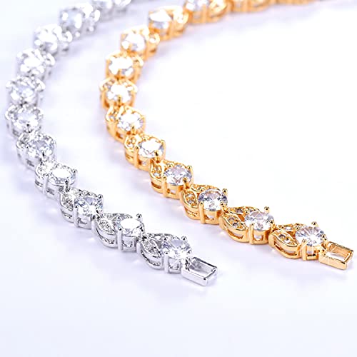 U7 Adjustable 6-8 Tennis Bracelets For Women Gold Plated Chain Cubic Zirconia White Tennis Bracelet For Wedding Mothers Day #TOP5