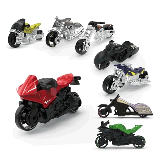 MQDMINI 8 Pack Mini Motorcycle Models, Diecast Pull Back Motorcycles, Desk Toys for Office Stress Relief Decor