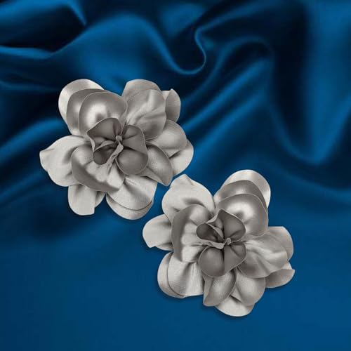 Image of 2Pack 6inch Extra Large Satin Brooches Lapel Pins Dainty Elegant Fabric Camellia Rose Flower Brooch Pin for Women Wedding Part Dance Clothes Accessories Jewelry