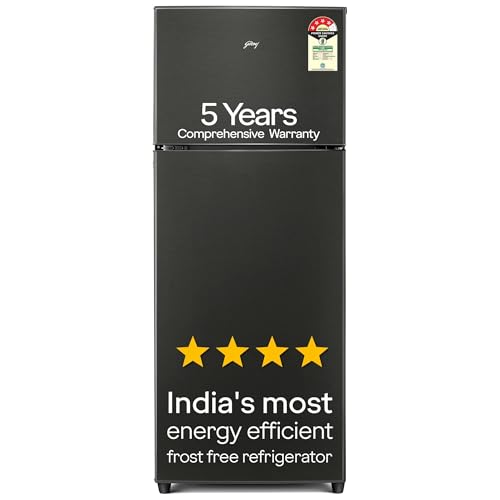 Image of Godrej 244 L 4 Star 5 Years Comprehensive Warranty | AI Powered | Convertible Freezer 6-In-1 Inverter Frost Free Double Door Refrigerator RT EONVALOR 280D RCIF FS ST, Fossil Steel