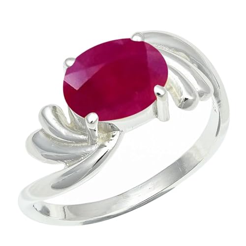 Silver Plated Promise Ruby Gemstone Ring for Men Women E1259AM_16(11)