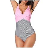 Es gibt Muster A und B. Dieser Bikini-Set besteht aus einfarbiges Neckholder-Crossover-Oberteil und das geblümte Unterteil, deren Farben gegeneinander gestellt ist. Ein echter Hingucker!