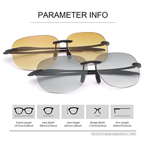 Rimless Bifocal Reading Glasses, Reading Glasses 3.0, Anti-Blue Light/ Uv400 Protection Sport Sunglasses, Far And Near Dual Use For Unisex Men And Women Classic Lightweight Vintage Eyewear- 2 Packs #TOP1