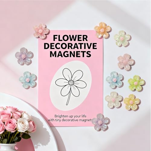 Set de 9 imanes decorativos florales para refrigerador miniatura 3